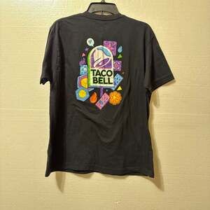 Vintage Taco Bell Employee Uniform Shirt Mens Black Henley Short Sleeve Retro